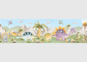 Wall Border Watercolor Dinosaurs Playing | 5 m x 13.8 cm | WBD 8511