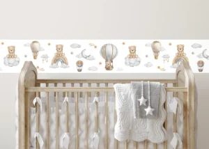 Dětská samolepící bordura na zeď Roztomilý Medvídek na Obloze na Bílé | 5 m x 13.8 cm | WBD 8539 - Obrázek 4