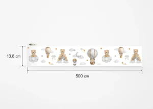 Dětská samolepící bordura na zeď Roztomilý Medvídek na Obloze na Bílé | 5 m x 13.8 cm | WBD 8539 - Obrázek 7