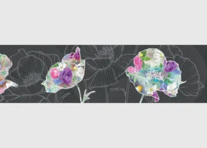 Wall Border Dark Flower Applique | 5 m x 13 .8 cm | WB 8246