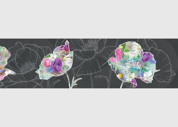 Wall Border Dark Flower Applique | 5 m x 13 .8 cm | WB 8246