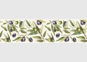 Samolepící bordura na zeď Olivová Ratolest Na Bílé | 5 m x 13.8 cm | WB 8519